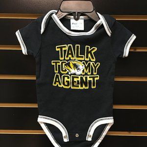 B💲8 ♻ ProEdge Missouri Mizzou Talk to My Agent Black  Onesie | 0-3M | 0044